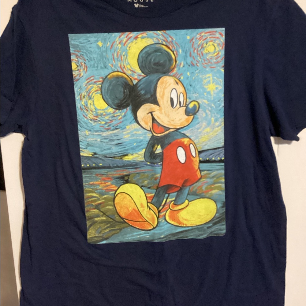 Disney Mickey Mouse Starry Night women’s Large  T-Shirt - Navy